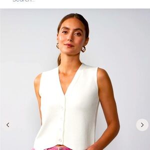 NY&Co White V-Neck Button Vest Top